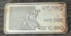 VINTAGE HAMILTON MINT FINE SILVER ART BAR - WYOMING 44TH STATE  #0377
