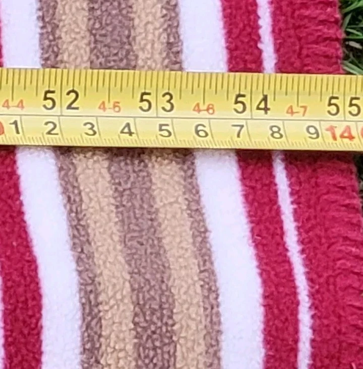 Manta a rayas de algodón Woolrich rojo tostado crema salón cama sofá invitado  Foto 3 de 4