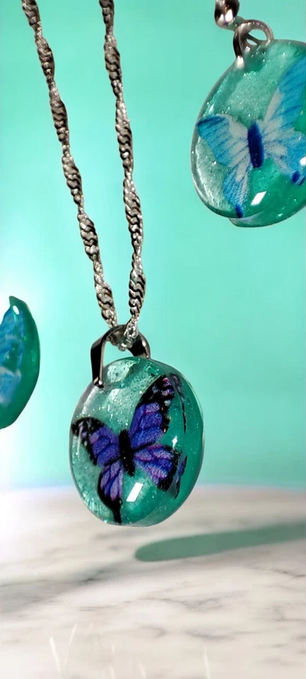 S925 Butterfly Whisper Jewelry Set–Handcraft Sterling Silver Pendant & Earrings - Image 3 of 4