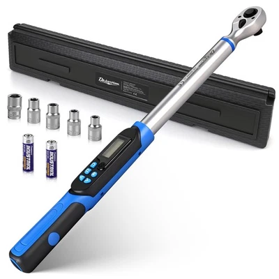 Digital Torque Wrench Adjustable Torque Wrench 1/2" Drive 3/8'' Adapter 10-200NM - Image 1 of 4