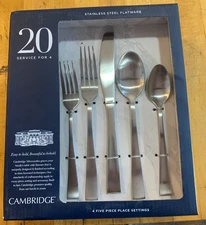 20 pcs Cambridge Stainless Flatware Arden Satin New In Box four place settings