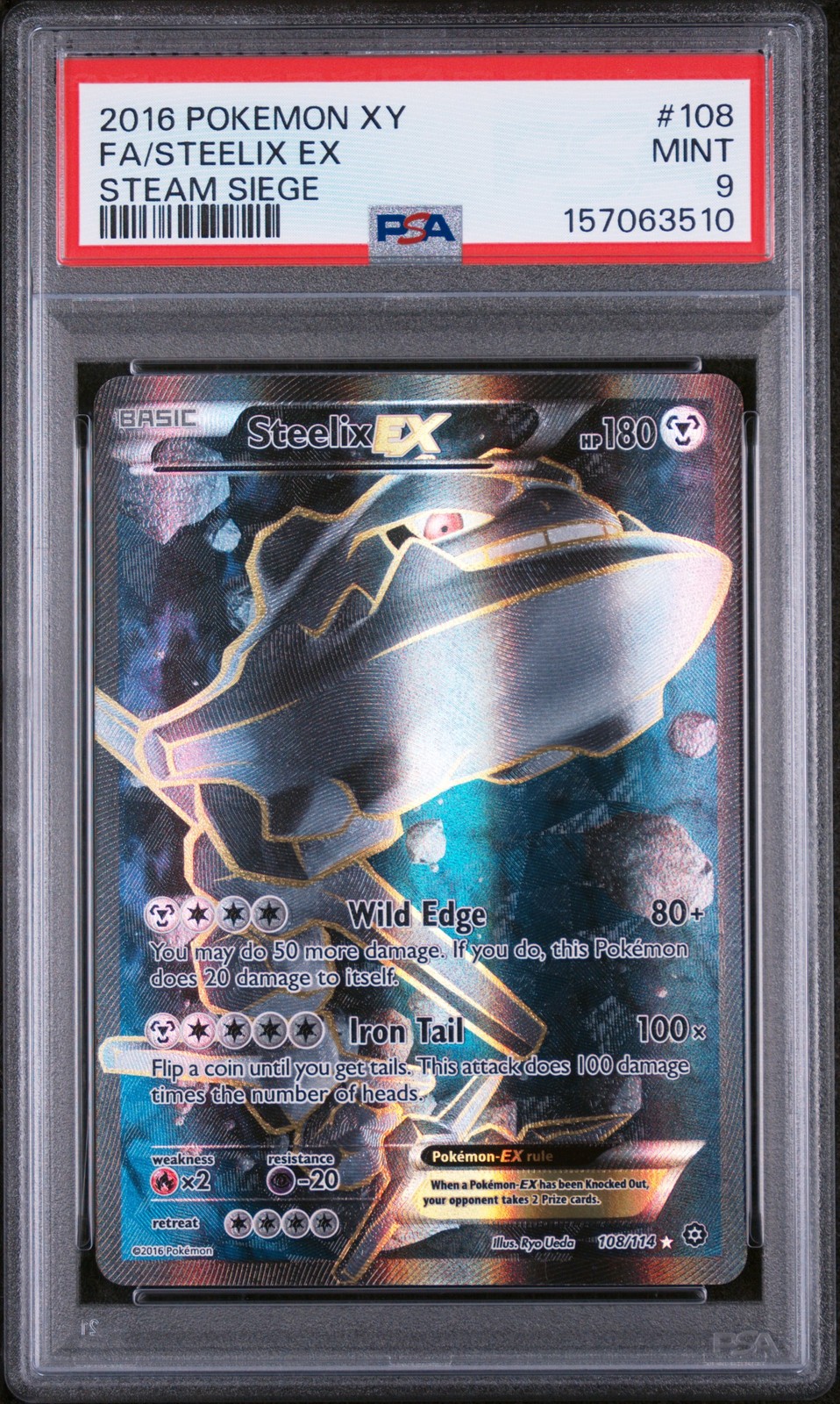 2016 POKEMON XY STEAM SIEGE #108 FULL ART/STEELIX EX PSA 9
