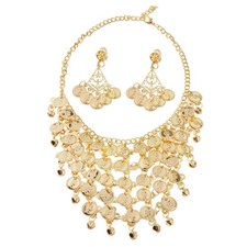 1Set Gypsy Bauchtanz Schmuck Schmuck Set Halskette Ohrringe Baumeln Clip Auf