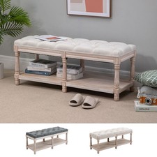 Shoe Rack Bench w/ Button Tufted Seat Cushion for  Living Room Hallway Bedroom