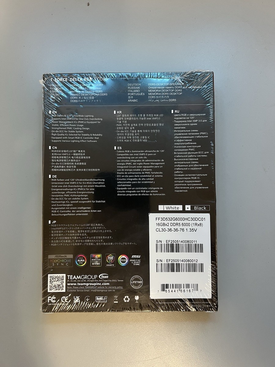 TEAMGROUP T-FORCE DELTA RGB 32GB (2 x 16GB) PC5-48000 (DDR5-6000