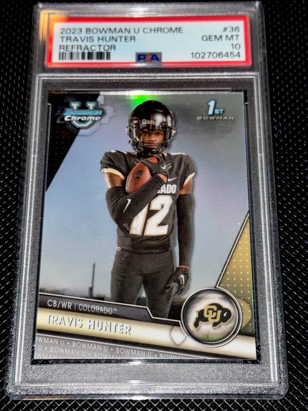 Travis Hunter 2023 Bowman U Chrome Refractor RC PSA 10! #36 Colorado Jags Invest