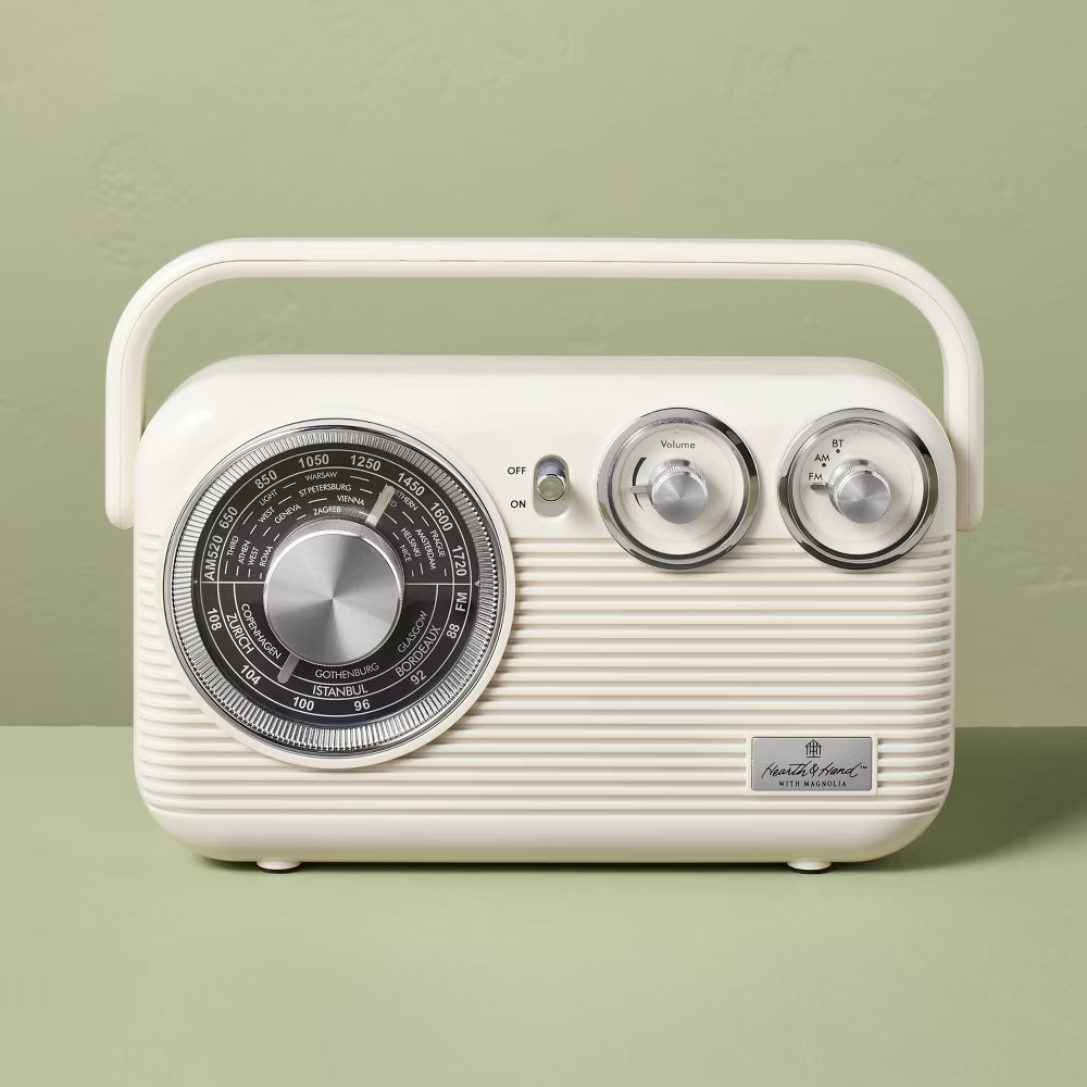 Retro Portable AM/FM Bluetooth Radio Cream - Hearth & Hand with Magnolia