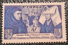 Timbre France 1943 N°583  Cinquième centenaire del'Hotel-Dieu de Beaune.