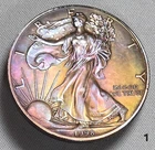 1998 Silver Eagle BU MONSTER TONING! Electric Magenta Blue Rainbow MONSTER TONER