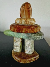 Vintage Inukshuk Stone Sculpture Inuit Art 5.75" Tall Made In Canada Signed