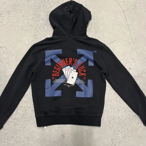 Rara felpa con cappuccio esclusiva OFF WHITE Las Vegas Store "BEGINNERS LUCK" taglia MED