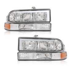 Led Headlights Fit Chevy Blazer 1998-2005 S10 Pickup 1998-2004 Clear Chrome