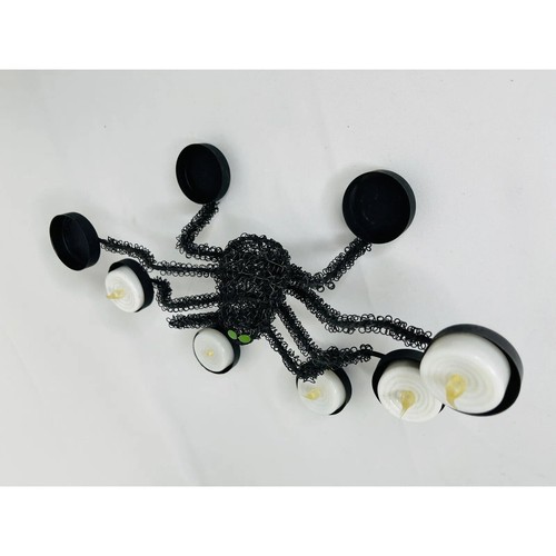 Halloween Black Spider Metal Wire Tea Light Candle Holder Green Eyes Home Decor - Picture 3 of 8