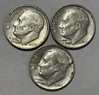 Lot of (3) Three Roosevelt Dimes - 90% Silver - All 3 are 1964 D - Very Nice