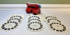 Vintage 1970's GAF View-Master Red/White Viewer Blue Lever 9 Reels Snoopy  More