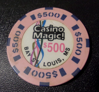 CASINO MAGIC! HOTEL $500 hotel casino gaming poker chip Bay St. Louis MS