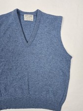 Vintage Lord Jeff Sweater Vest Mens Extra Large Lambswool Blue Made In USA