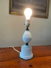 Vintage Milk  Glass Hobnail Electric Table Lamp 12"