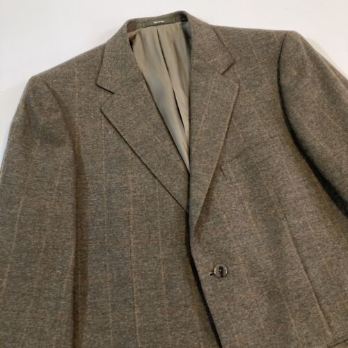 Ermenegildo Zegna Wool Cashmere Silk Plaid Blazer Jacket 54 R Brown Italy - Picture 1 of 12