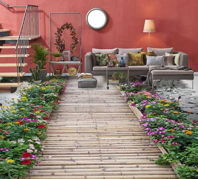 3D Small Bridge Flowers G31 Floor WallPaper Murals Wall Print Decal AJ Coco 2024