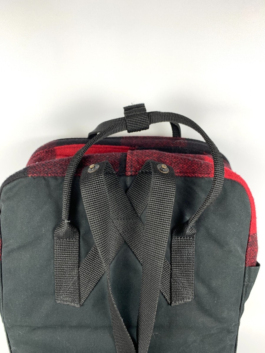 FJallraven Kanken Re-Wool Buffalo Check Plaid Backpack Red  display picture 3