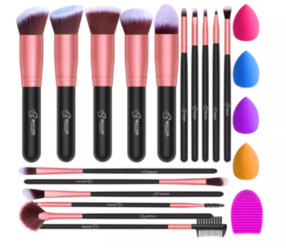 Juego Kit De 16 Brochas Maquillaje Professional Con 4 Esponjas Para Sombras  Ojos