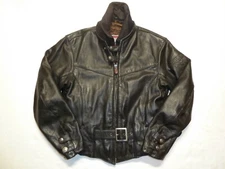 Women's First Gear Black Leather Full Zip Buckle Motorcycle Jacket Size M Nice