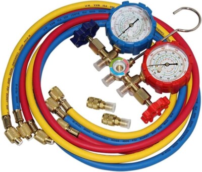 R410A R22 Manifold Gauge Set AC A/C 3FT Color Hose Air Conditioner HVAC 59'' New