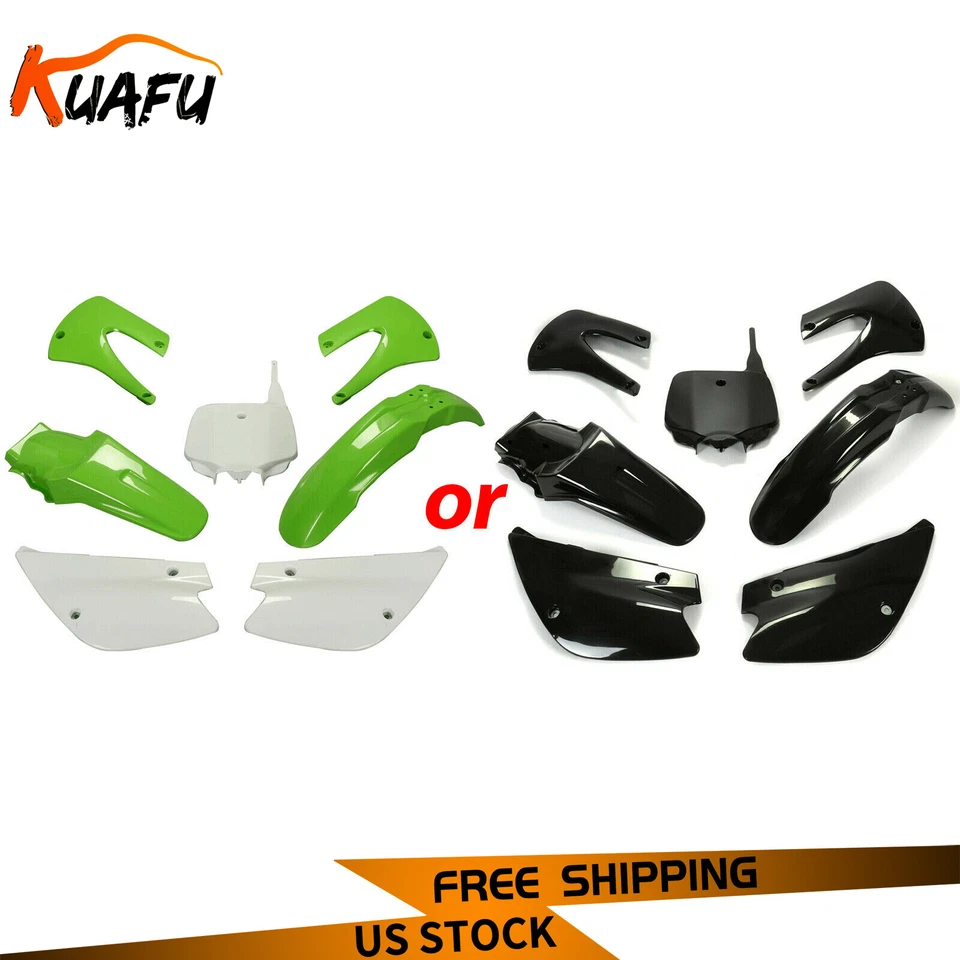 Kit de plásticos rediseñados verde y blanco/negro para Kawasaki KX85/KX100 2001-2013 Foto 2 de 2