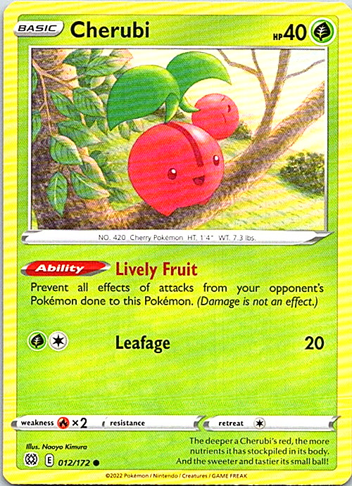 Cherubi 012/172 Regular Pokemon Brilliant Stars Light Play