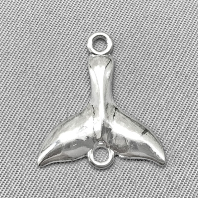 Whale Tail 2 Loop Links 20x18mm Antique Silver Plated Alloy Q10 Per Pkg