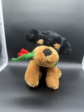 10  Animal Alley Stuffed Plush Rottweiler Puppy Dog with Rose Used