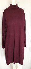 ✅     Women's AB Studio Turtleneck Sweater Dress Size L Maroon, Long Sleeves