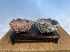 Japanese Unknown Maker Accent Mame Shohin Mame Bonsai Tree Pot 2 Pots #11