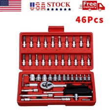 46 Pcs Socket Wrench Set 1/4" Drive Ratchet Metric Kit Garage Car Repair Tool US