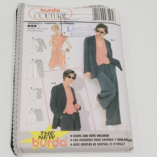 UNCUT Burda 3495 Couture Jacket Shorts Suit Waistcoat Vintage 10 12 14 16 18 20 - Picture 2 of 12
