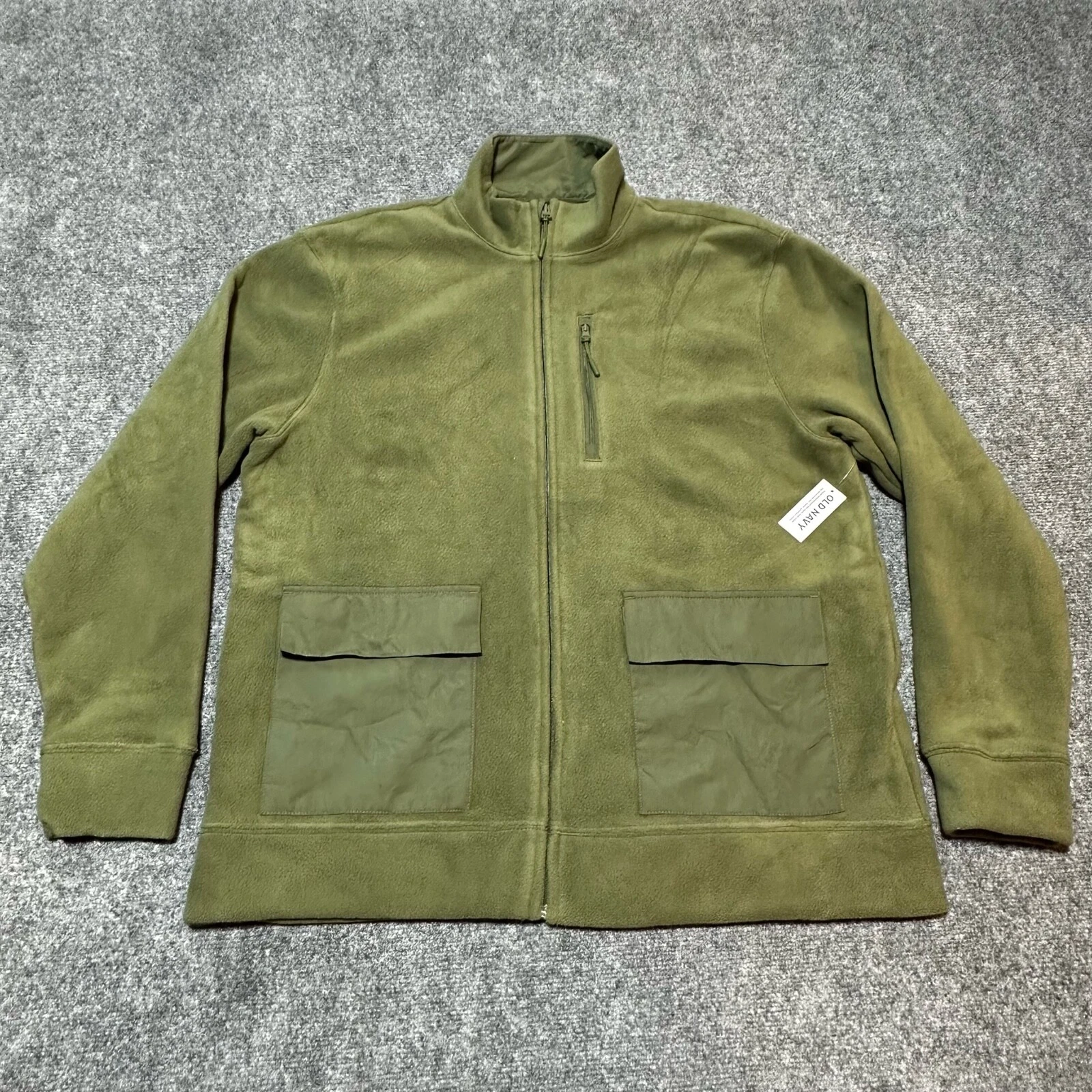 NEW Old Navy Jacket Mens Extra Large Green Polyester Blend Full Zip Pockets