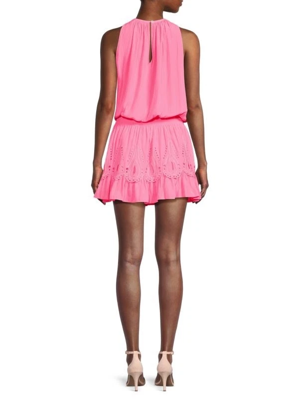 Ramy Brook Tilly Blouson Mini Dress Pink Smocked Waist Size Medium - Image 2 of 4