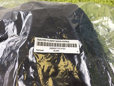 Supreme F/W 2015 Quilted Flight Satin Parka Outerwear Jacket Black