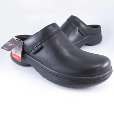 NEW ~ Clarks PRO Clog Womens Size 6M Black Leather Slip-Resistant Slide Mules
