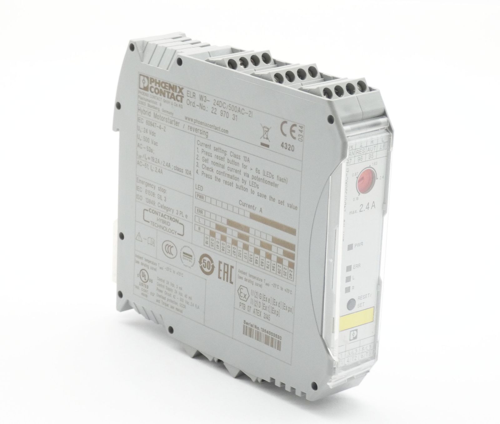 Phoenix Contact ELR W3-24DC/500AC-2I 2297031 Max 2.4A Hybrid Motor Starter -used-