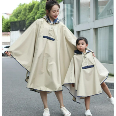 Korean Parent Child Rain Poncho with Bag Waterproof Raincoat Kids Girls Raincoat