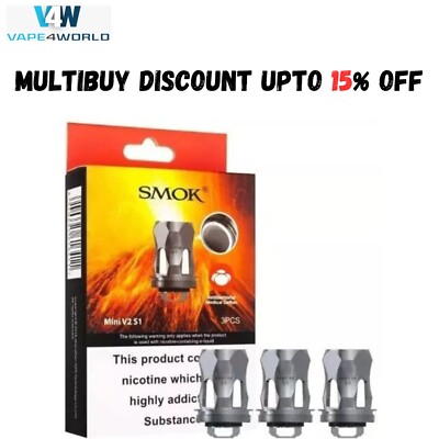 Smok TFV8 Mini V2 Coils V2 S1 0.15Ω Pack Of 3 Replacement Coil 0.15ohm -  40-80W