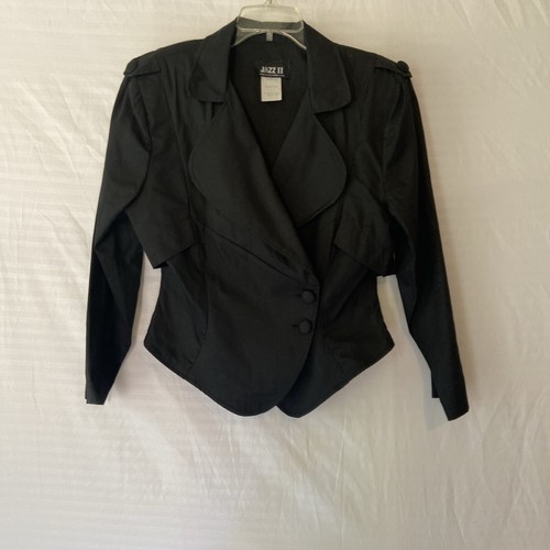 JAZZ II Ladies’ black Cotton dressy bolero JKT size 14, Cutout Shoulder Pads - Picture 3 of 9