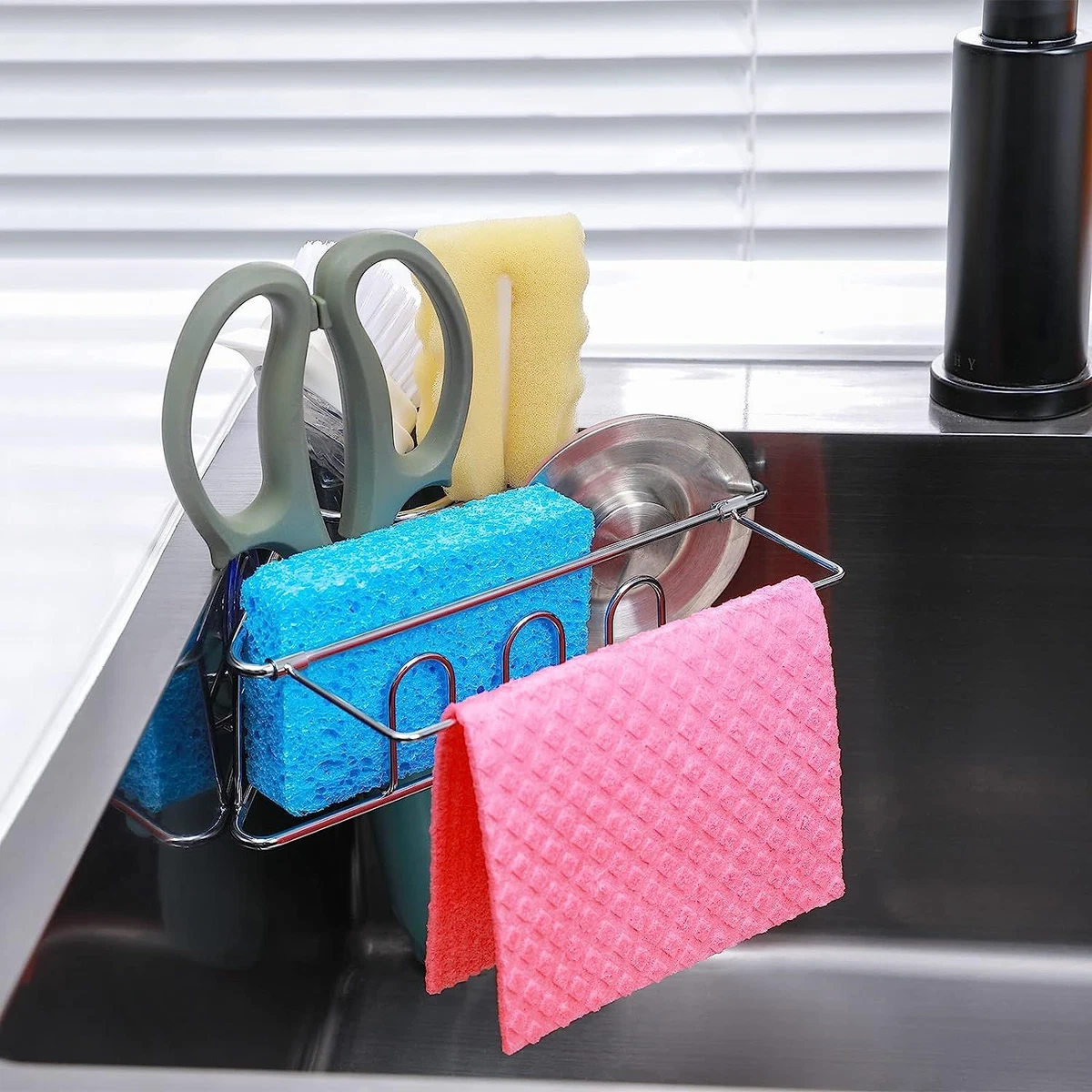 MAISEEN Kitchen Sink Caddy Sponge Holder， Space Saving silver1