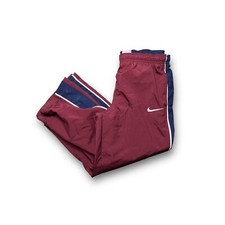 00s Vintage Nike Pants Kids Track Suit Windbreakers Burgundy Sweats Y2K Sz YS S8
