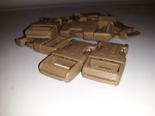 Lot of 10 National Molding 1" Side Release Side Squeeze Single Adjust Buckle TAN - Picture 10 of 10
