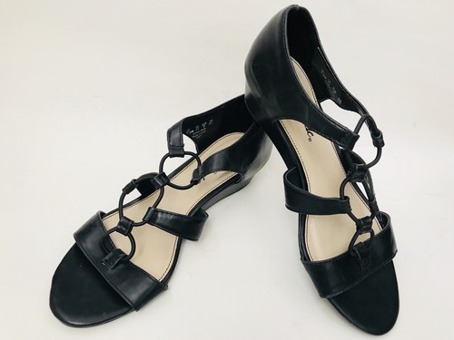 LIFE STRIDE Slip On Sandals Shoes Womens Sz 7.5M Black Leather Crisscross Straps - Picture 6 of 9