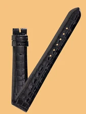 Universal Geneve 17mm x 14mm Vintage Black Crocodile Strap 15mm