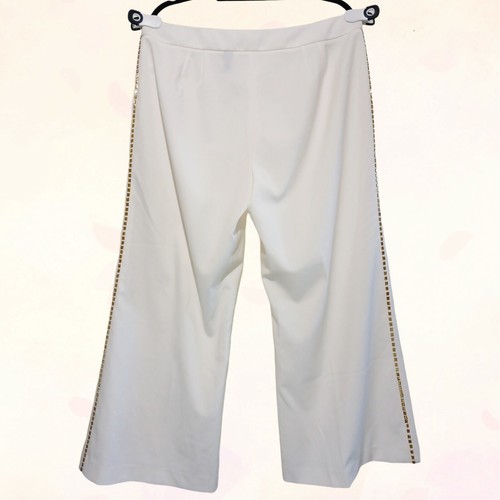 Apostrophe Stretch Women Cream/Ivory Colour Side Beads Loose Fit Pant Size 16 - Picture 7 of 13